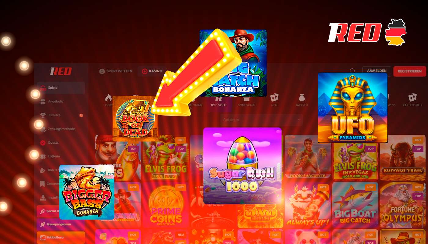 Das Casino 1Red bietet einen umfangreichen Bereich für Glücksspiele
