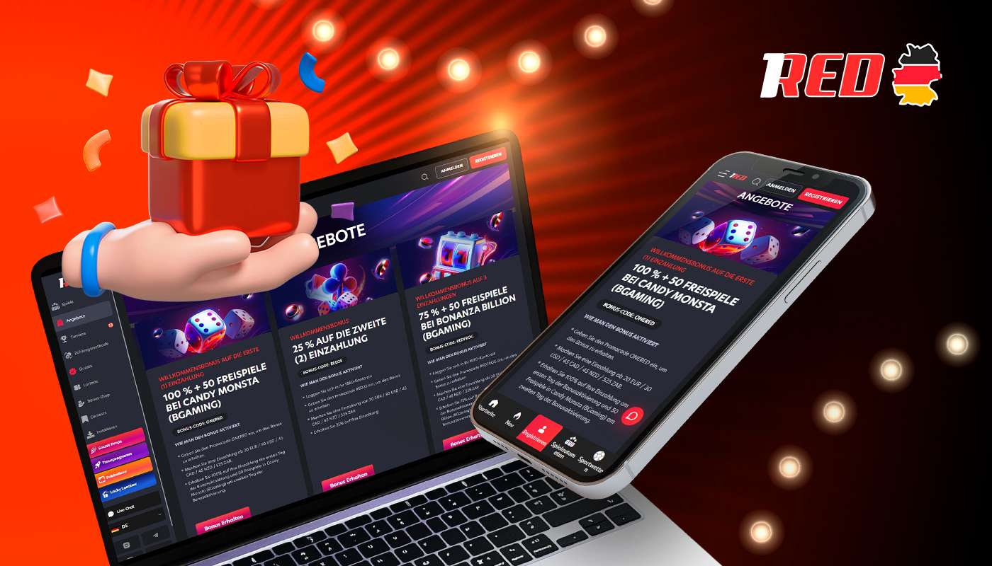 1Red bietet für Deutsche verschiedene Boni an