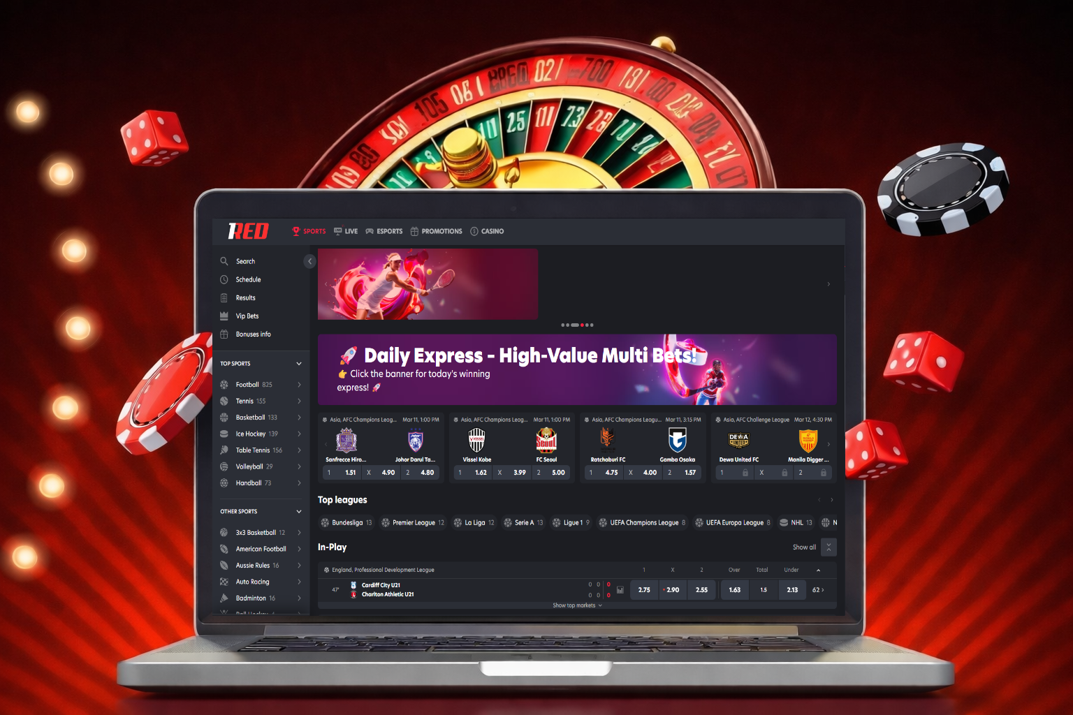 Place sports bets at 1Red